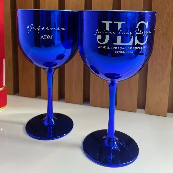 25 Taça Gin Metalizada 550ml Personalizadas Dois Lados