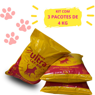 Kit 3 Pacotes de Areia Higiênica 4kg para Gatos – Biodegradável, Segura e Longa Duração