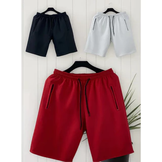 KIT 3 bermudas moletom masculino adulto com 2 bolsos lateral com ziper