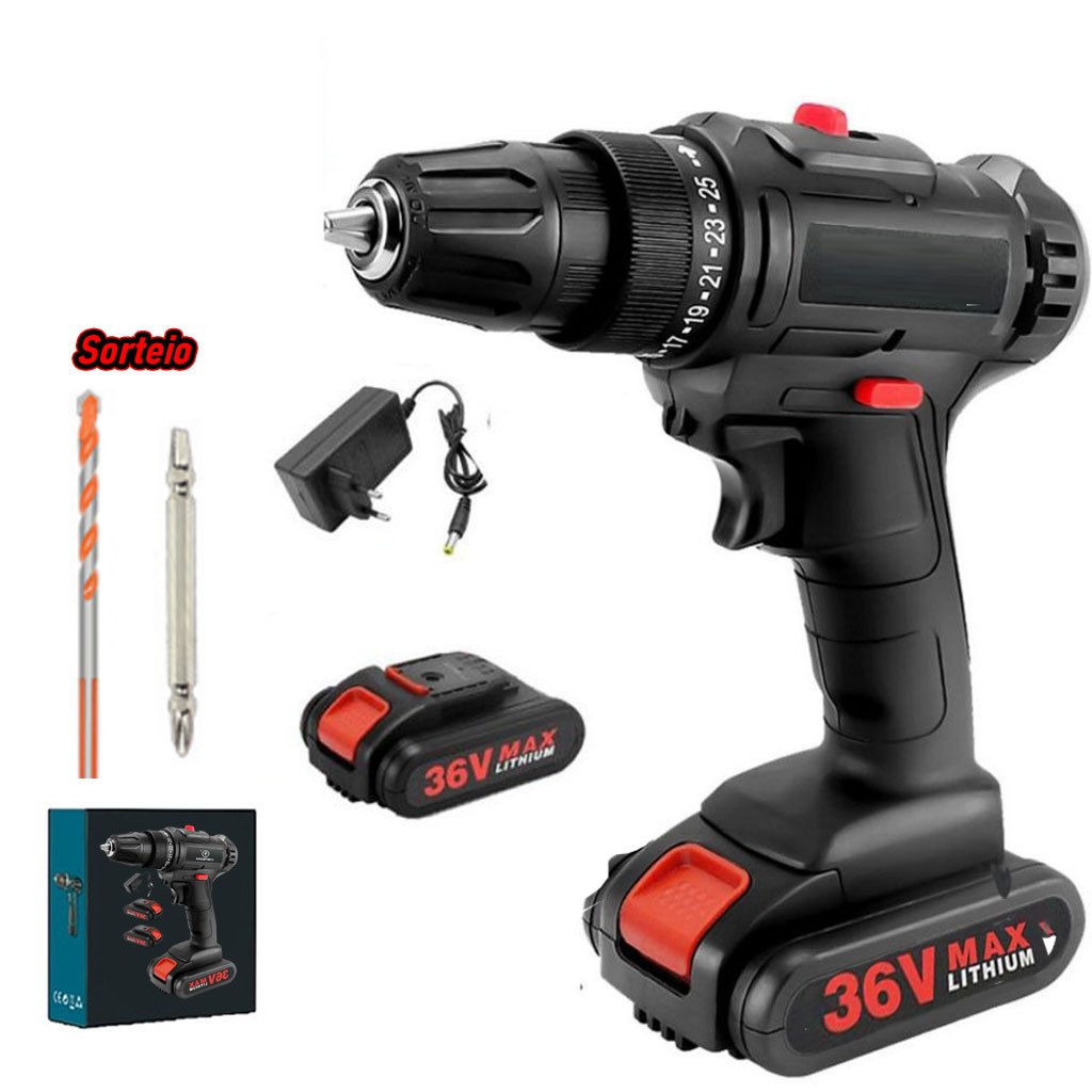 Parafusadeira Furadeira 48V 2 Baterias Com Maleta e Acessórios