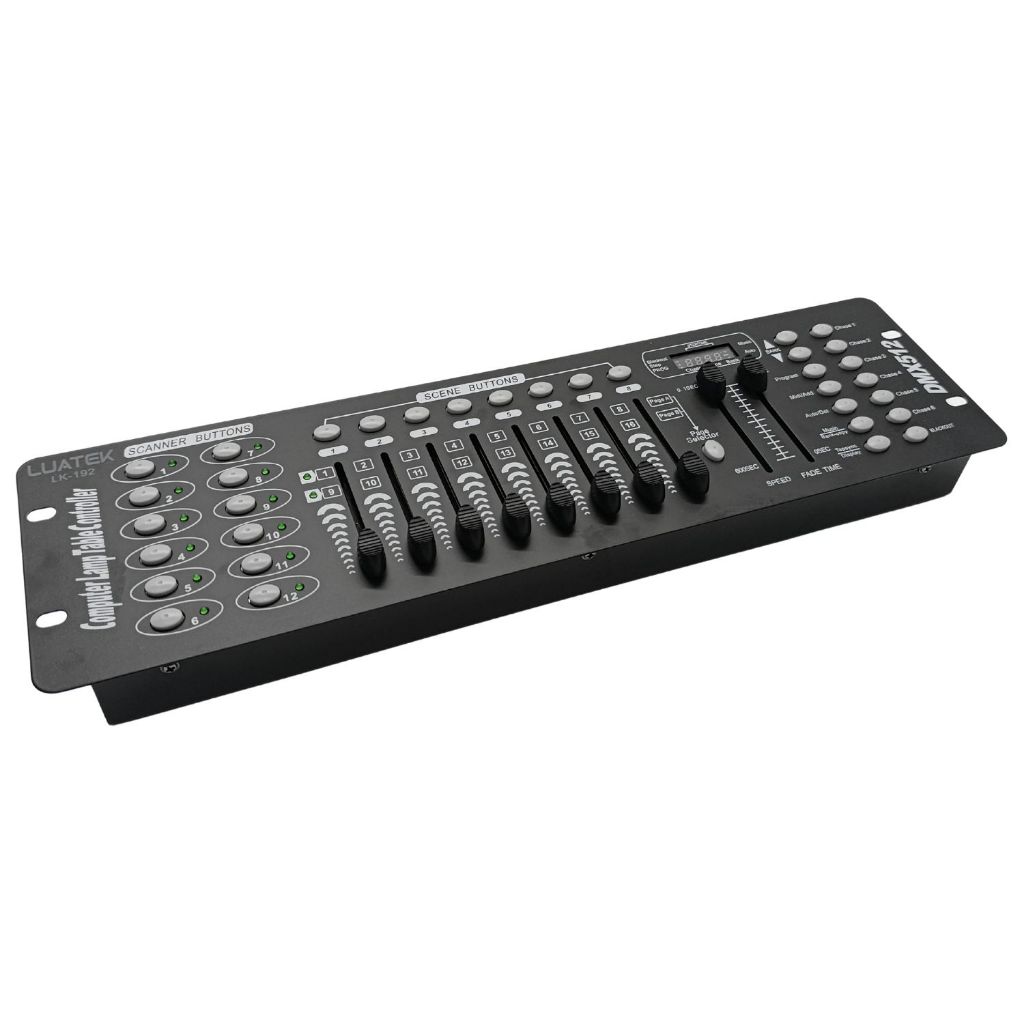 Mesa Controladora de Luz 192 Canais DMX e Efeitos de Luz com Tela LCD DC 12V