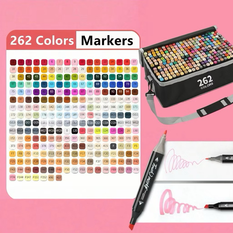 262 Cores Marcadores de Feltro Álcool Canetas de Ponta Dupla