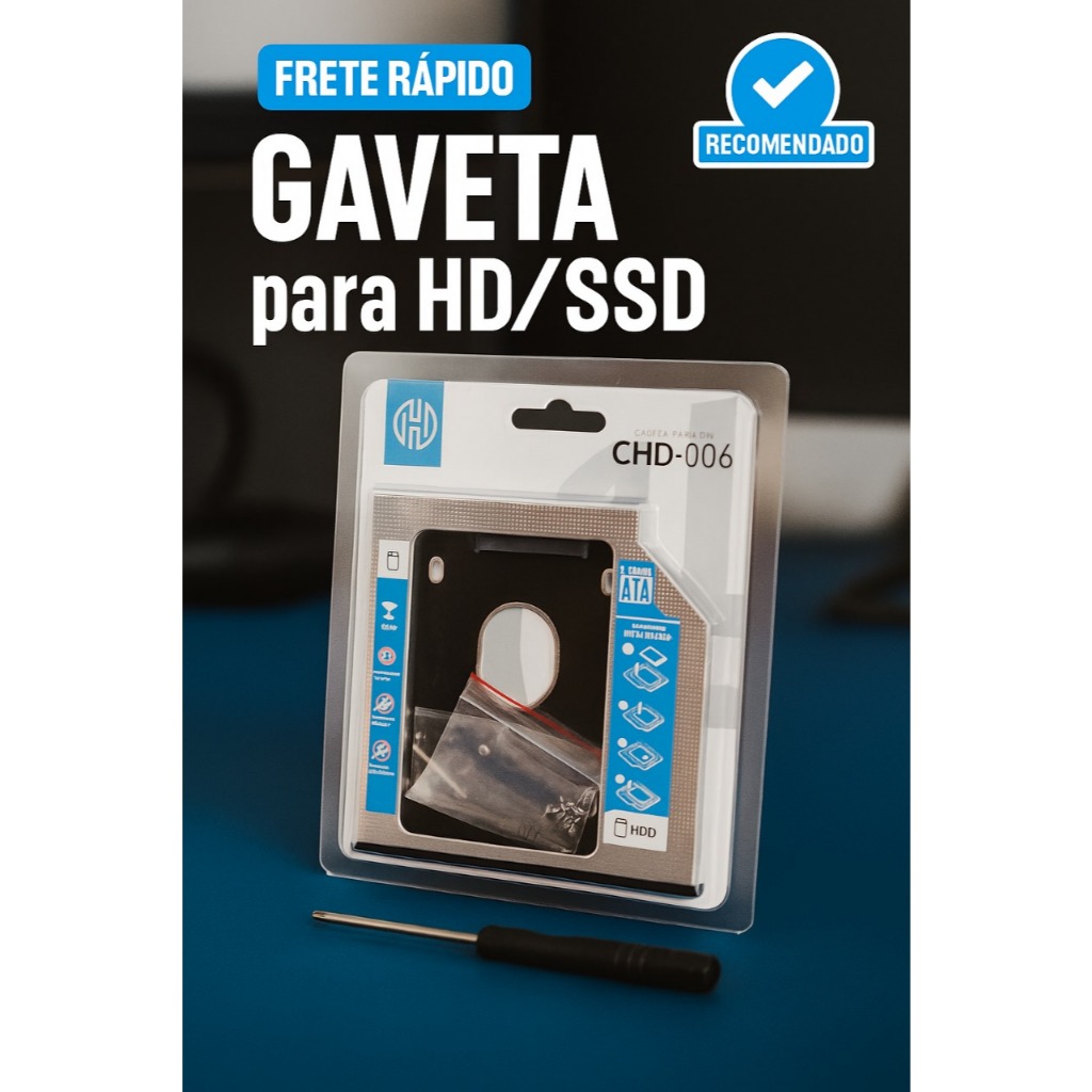 Adaptador Case Caddy 9.5mm Ssd Sata 2.5 Gaveta Notebook - Expanda o Armazenamento do Seu Notebook!
