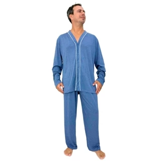 Conjunto Pijama Masculino Botões Inverno Longo Confortável em Oferta na Shopee