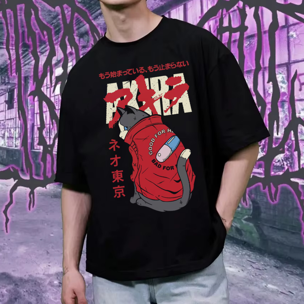 Camiseta Algodão Akira Cat Anime