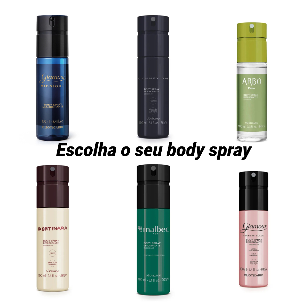 Coleção body spray do boticário varias fragrâncias | Shopee Brasil