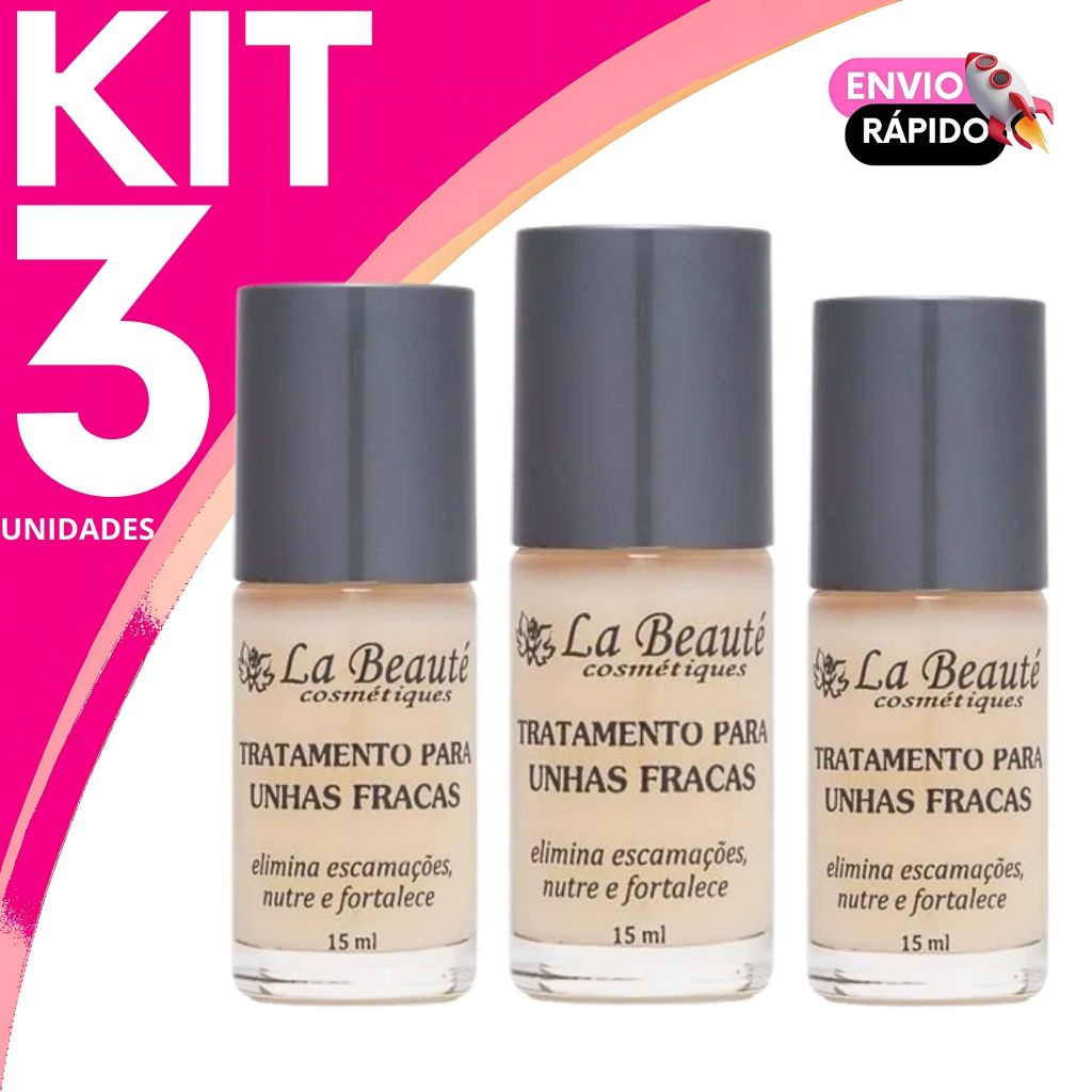 Base Fortalecedora Tratamento Para Unhas Fracas La Beaute Kit - 15ml ...
