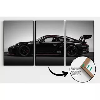 Quadro Decorativo 3 Peças Carro gt3rs Sala Estar Decoração Casa