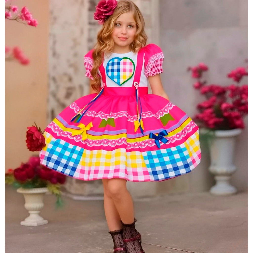 Vestido De Festa Junina Caipira junino São João | Shopee Brasil