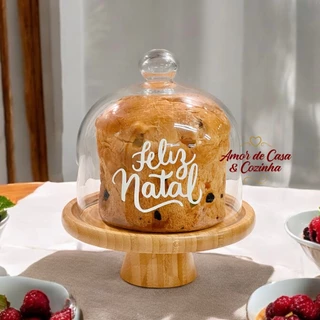 PORTA PANETONE DE VIDRO ESCOLHA SUA BASE E PERSONALIZAÇÃO