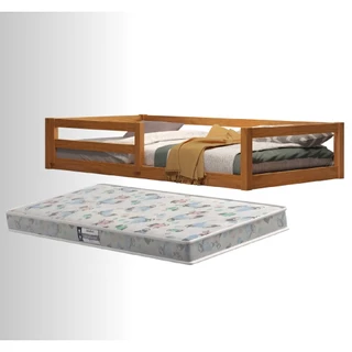 Cama Infantil Montessoriana Madeira Com Colchão Estrutura Segura com Grades Laterais Design Natural em Oferta na Shopee
