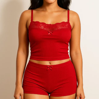 Pijama Baby Doll Canelado Renda Confortável Com Toque Aveludado  Femenino BDCRCTA065 em Oferta na Shopee
