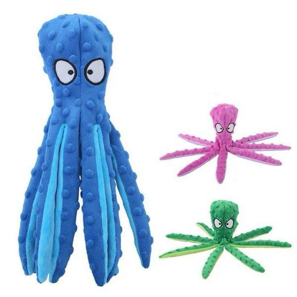 Brinquedo Polvo 8 Pernas de Pelúcia com Som para Cachorro