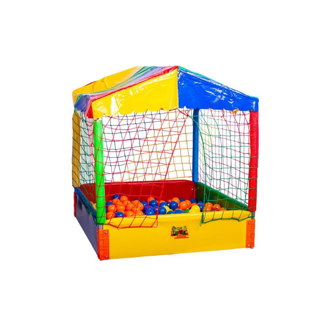 Piscina de Bolinhas 1x1 com Teto e Rede de Proteção – Diversão Completa!