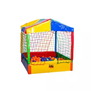 Piscina de Bolinhas 1x1 com Teto e Rede de Proteção – Diversão Completa!