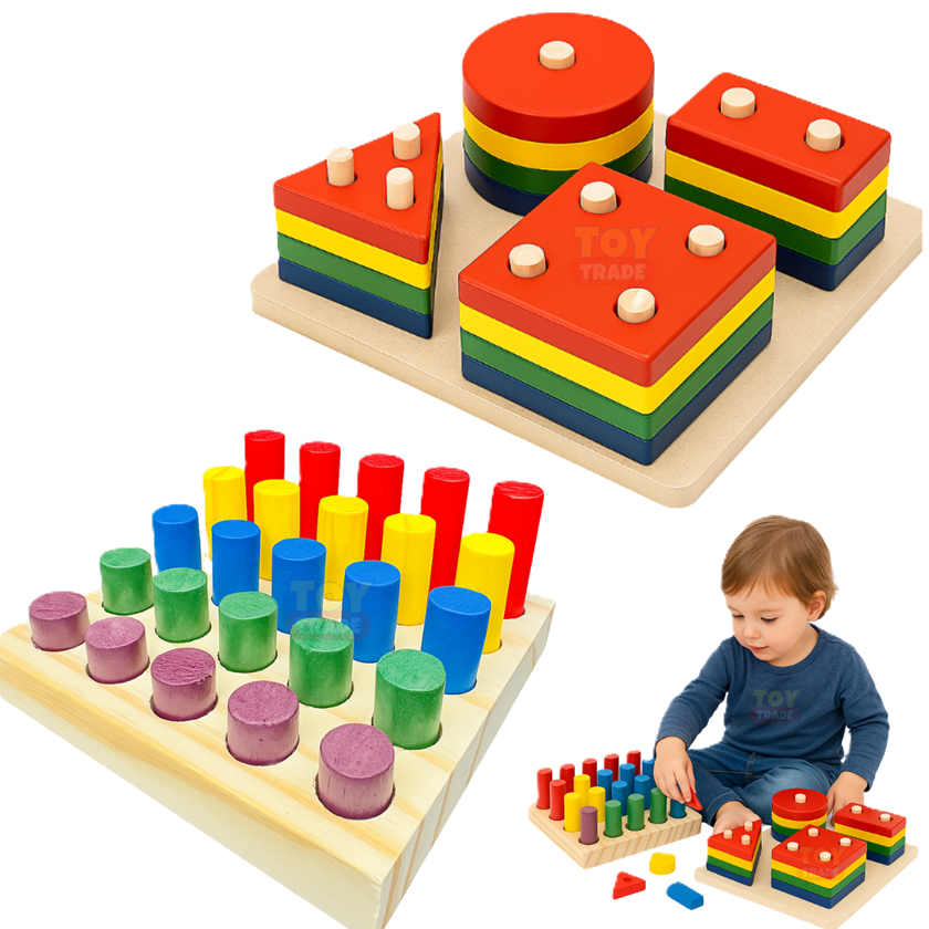 Brinquedo Sensorial Autismo TEA – Kit Educativo em Madeira com Pinos e ...