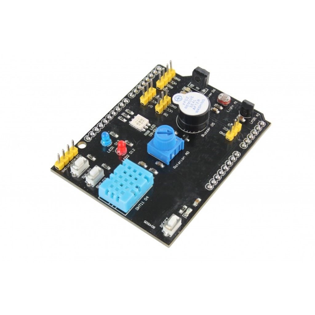 Modulo Shield Multifunções para Arduino com DHT11+LM35+Receptor IR+LDR ...