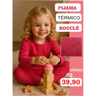 Pijama Infantil Feminino Térmico de Inverno em Malha Bouclê – Conjuntos Menina doTam. 2 ao 12 em Oferta na Shopee