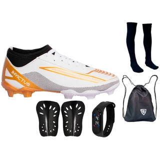 Chuteira Campo Invictus Botinha Cano Médio Original Uzze Sport Meião Mochila Caneleira Relógio