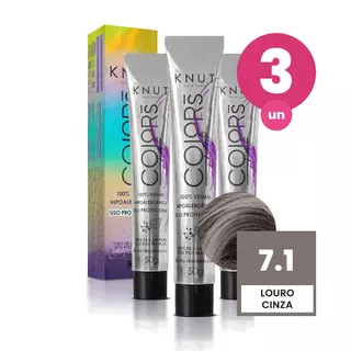 Kit 3 Knut Colors Coloração Capilar 50g Cor 7.1 Louro Cinza em Oferta na Shopee