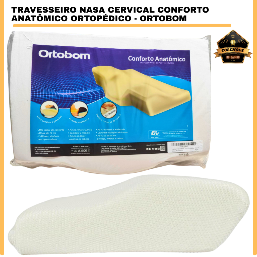 Travesseiro Nasa Anatômico Ortopédico Ortobom de Suporte Cervical ...