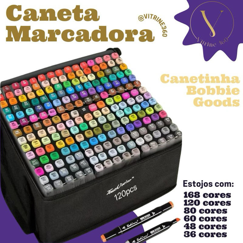 CANETA MARCADORA BOBBIE GOODS – PONTA DUPLA | ESTOJOS COM ATÉ 168 CORES