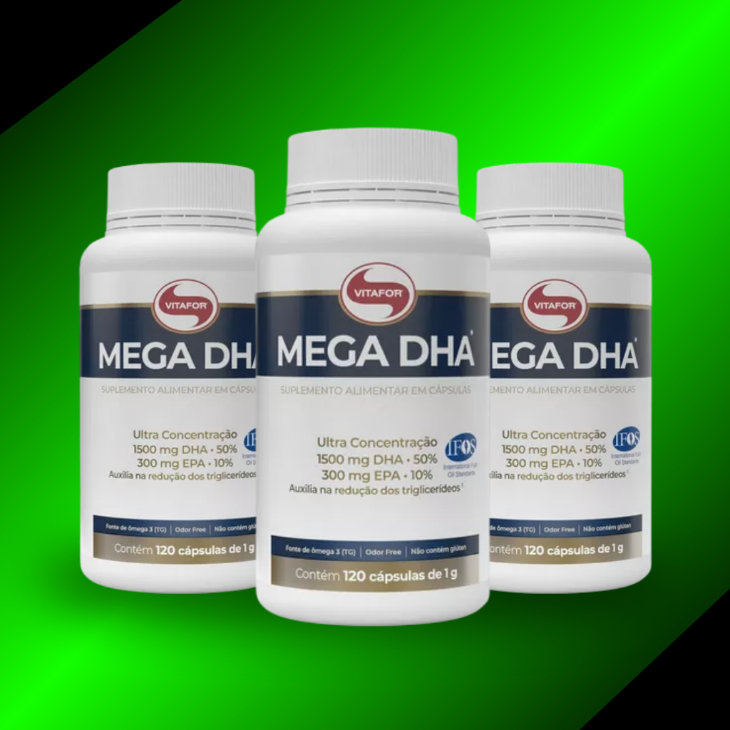 Kit com 3 MEGA DHA Vitafor® – 360 Cápsulas | Alta Concentração de DHA ...