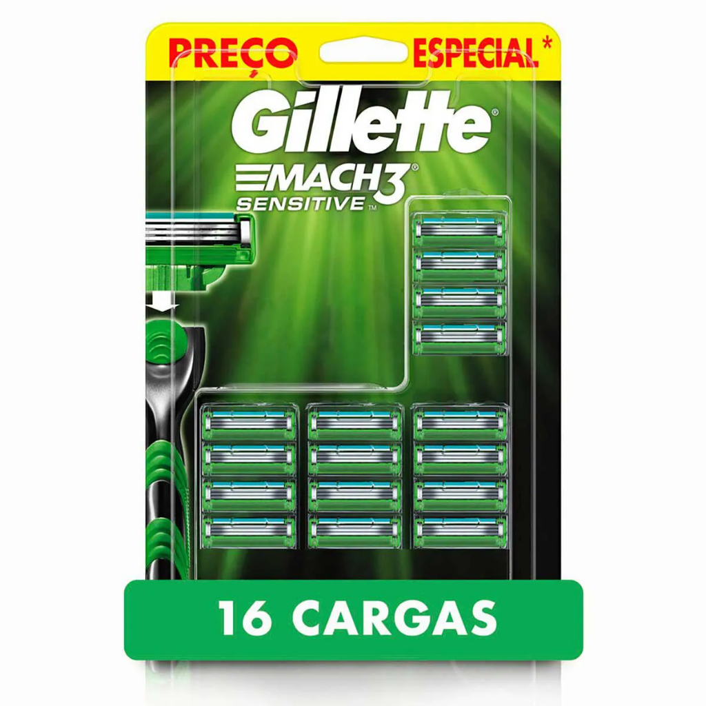 Carga para Aparelho de Barbear Gillette Mach3 Sensitive - 16 unidades