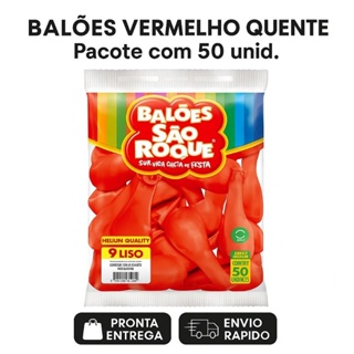 Balão Bexiga Nº 9 Polegadas Vermelho Quente - 50 Unidades - Festa Infantil - Decoração - Aniversário