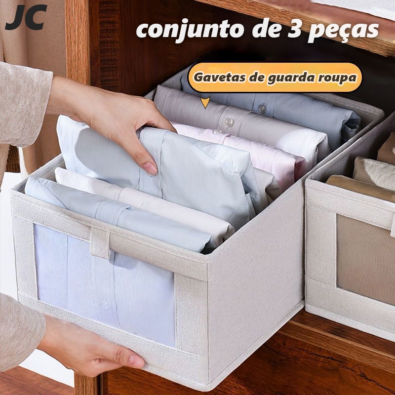 Kit 3 Caixa de Organizador De Guarda roupa Dobrável Para Roupas E ...