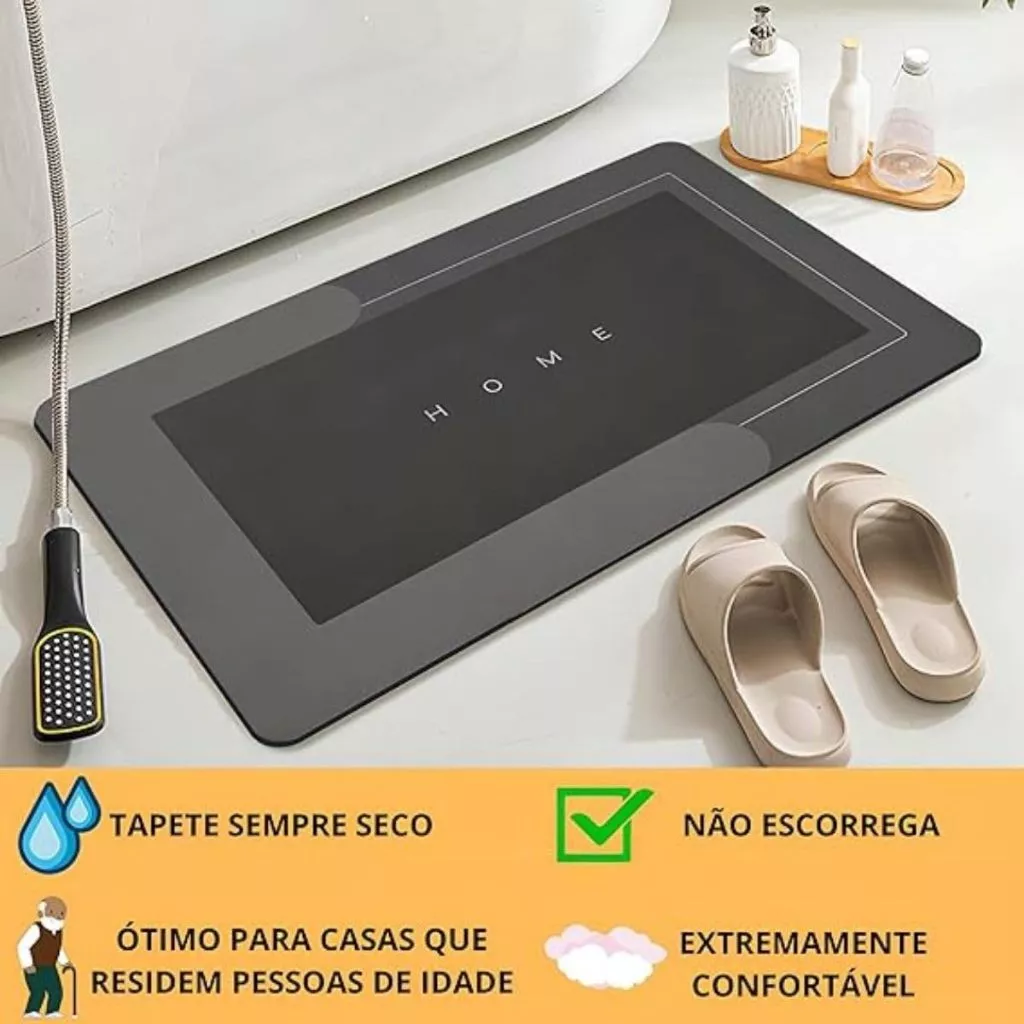 Tapete banheiro antiderrapante em uso no banheiro