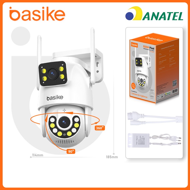 Basike Câmera de Segurança Wi-Fi，IP66 Câmera e Microfone Com visão noturna infravermelha e alarme，cam0002