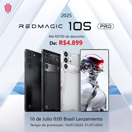 REDMAGIC 10S Pro Celular Gamer, Smartphone 5G, 12 /16/24GB + 256/512GB/1TB, Dual SIM, Bateria 6500mAh/7050mAh