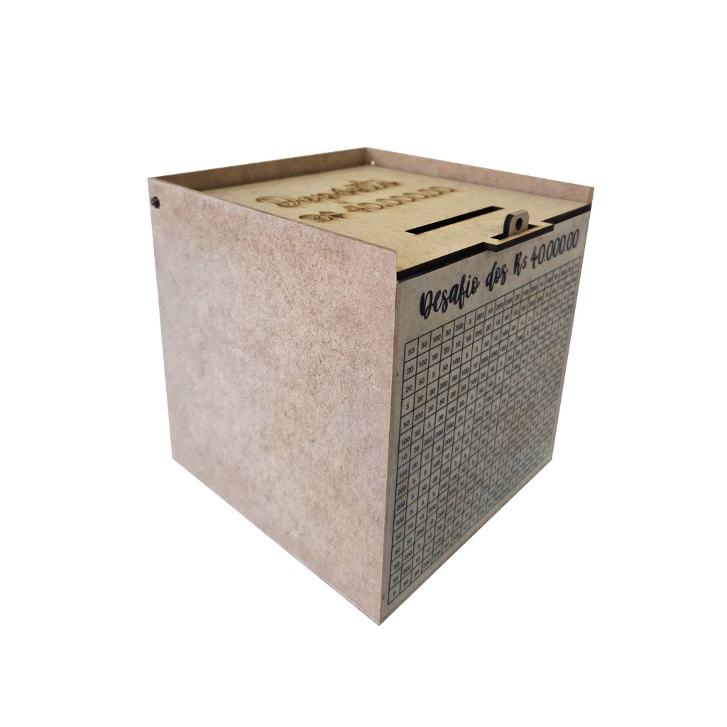 Caixa Cofre Desafio 40 Mil MDF Cru Cofrinho Decorativo Caixa de