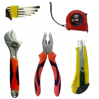 Kit Ferramentas 9pç Alicate Chave Inglesa Trena Alen Estilete