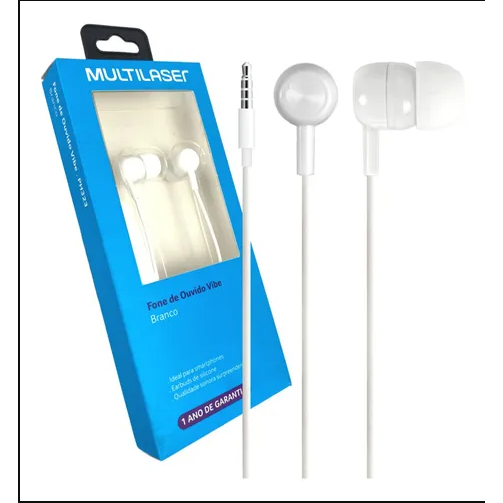 Fone de ouvido Multilaser Vibe BRANCO | Shopee Brasil
