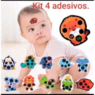 Termômetro Adesivo Infantil - Kit com 4 adesivos descartáveis, modelos aleatórios.