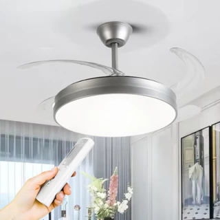 Ventilador Teto Retrátil Prata Air Lite Multicolor Dim Silver Pás Led 60w Bivolt Opus Controle Remoto Econômico Moderno em Oferta na Shopee