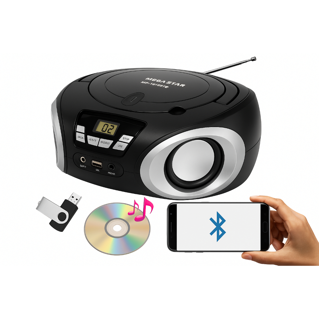 Rádio Micro System Fm Cd Mp3 Usb - Megastar Na Caixa | Shopee Brasil