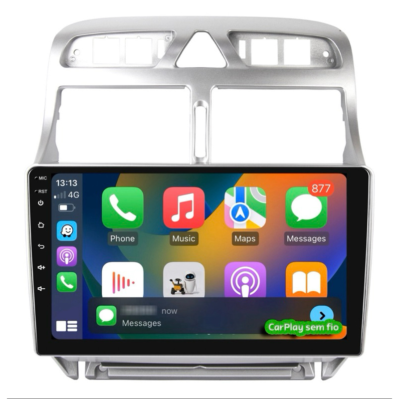 Central multimidia Peugeot 307 9 polegadas CarPlay Android auto ...