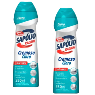 KIT 02 UN Sapólio Radium Multiuso Cremoso Cloro 250ML BomBril Bicarbonato de sódio Desengordurante