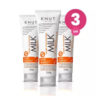 Kit 3 Knut Hair Tratamento Capilar Remedy Milk 130g em Oferta na Shopee