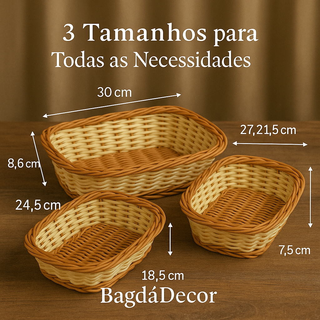 Cesto Organizador de Pão e Frutas em Retangular – 3 Tamanhos | Elegância e Versatilidade | Shopee Brasil