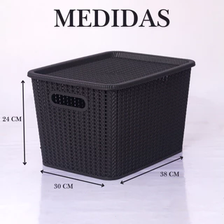 Kit 3 Caixa Organizadora Brinquedo Cesto Tampa Alça Empilhável Grande 20 L Rattan