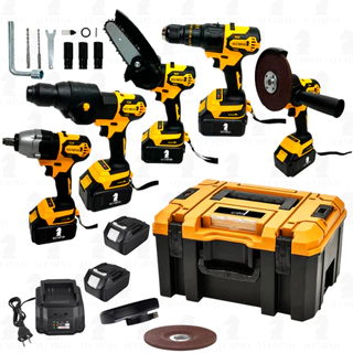 Kit 5 em 1 Multifuncional Martelete Furadeira Esmerilhadeira Chave de Impacto Motosserra Bateria 48v