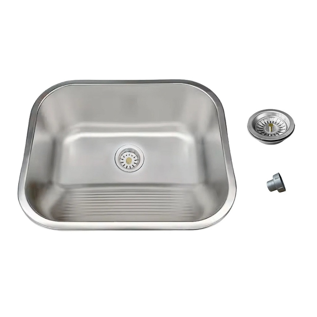 Cuba Aço Inox Tanque Serviço Gourmet Quadrada Com Acessórios