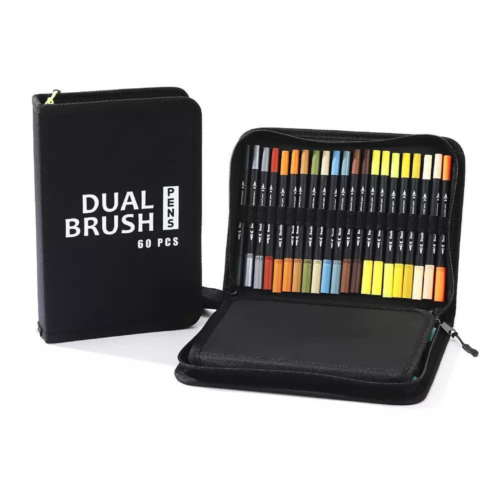 48/60/80/100/120 CORES Ponta Dupla De Pincel Dual Colorido Fina