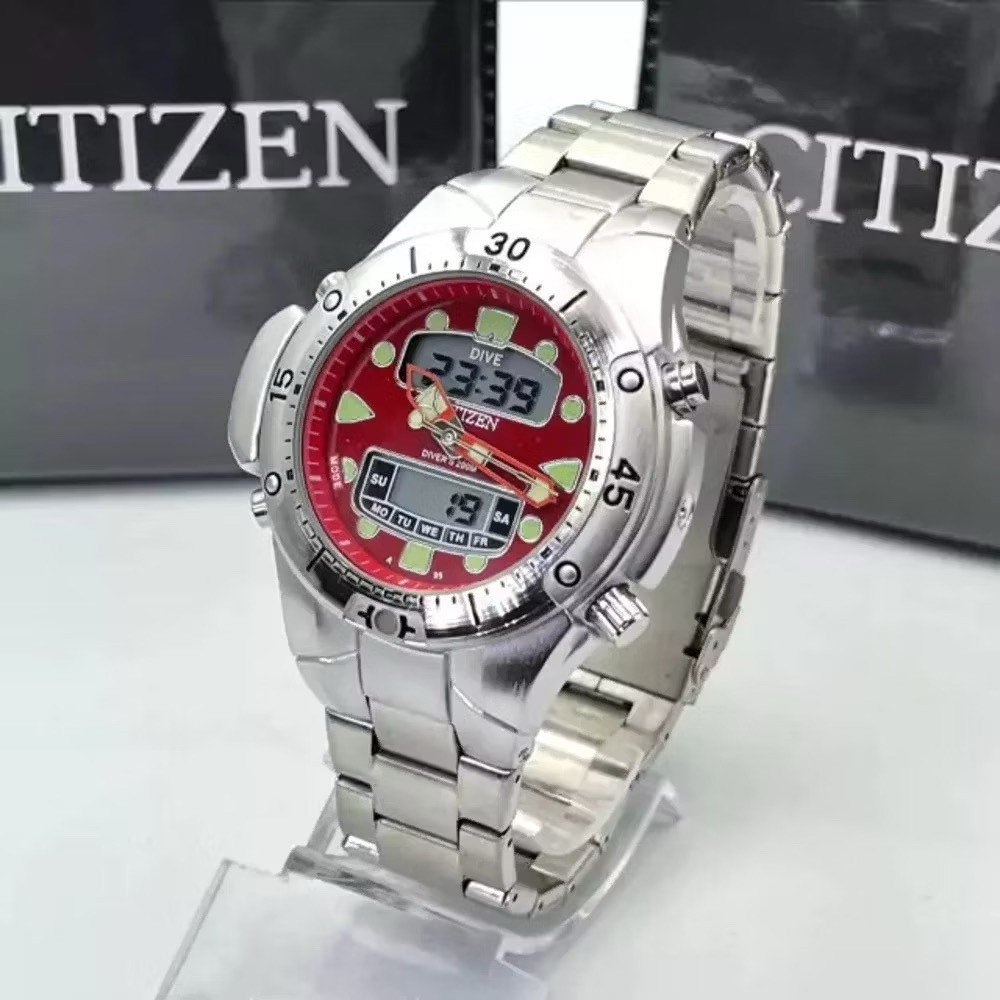relogio estilo citizen prova d´gua aqualand full metal com caixa