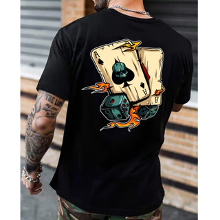 Camiseta Masculina Cartas Diverse Camisa 100% dark Estilosa Jogatina Algodão A Dtf