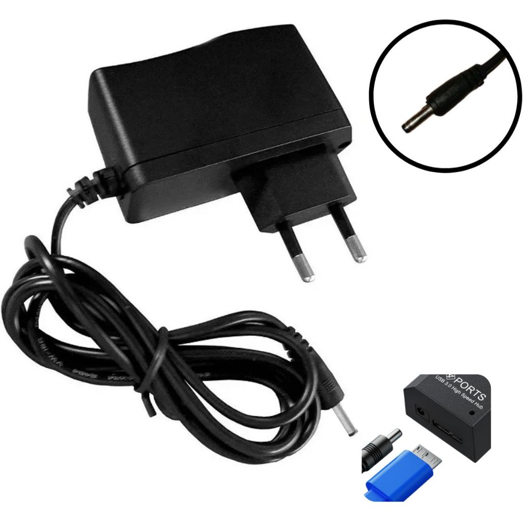 Fonte 5V 1A Bivolt Plug P4 3.5mm Para HUB USB 7 Ou 4 Portas Universal ...